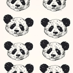 Poster - vector art pattern cute of panda head