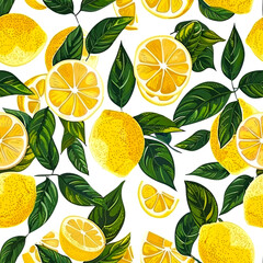 Canvas Print - vector art pattern of lemon