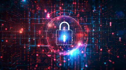 Vector abstract background technology illustration featuring data security and communication elements in a futuristic digital design with circuit patterns and cybersecurity concepts


