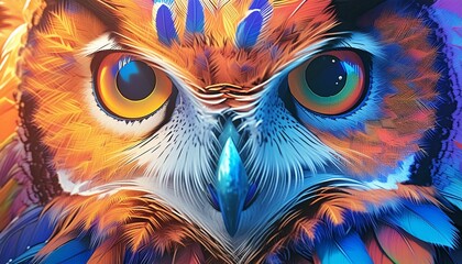 Wall Mural - ai generative of closeup of owl eye