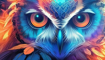 Wall Mural - ai generative of closeup of owl eye