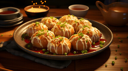 Wall Mural - Japanese takoyaki food photography poster background