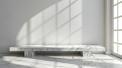 Wall Mural - Minimalist Marble Bench in a Modern Interior