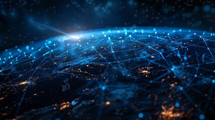 Poster - In this image, digital technology is used for energy digitization and communication for internet businesses. On earth and on the internet of things are represented together.