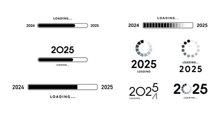 Canvas Print - 2025 loading bar set. New Year progress countdown collection