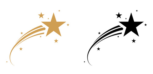 falling star icon. gold shooting star