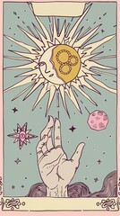 Sticker - Illustrations of tarot cards, the theme of isoterics and fortune telling Generative AI	
