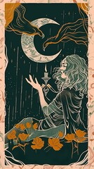 Poster - Illustrations of tarot cards, the theme of isoterics and fortune telling Generative AI	
