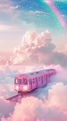 Poster - Aesthetic wallpaper rainbow train sky.