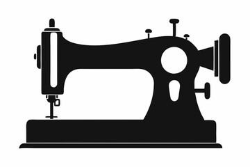 Wall Mural - 
Sewing machine silhouette, sewing machine old retro vintage icon vector illustration
