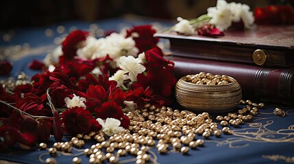 Wall Mural - Details of groom's and bride's wear at the punjabi wedding, indian wedding accessories  