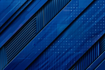 Poster - Minimalistic blue abstract background with geometric lines and digital elements