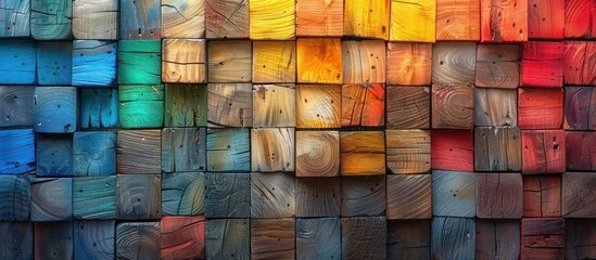 Wall Mural - Colorful Wooden Block Wall Art