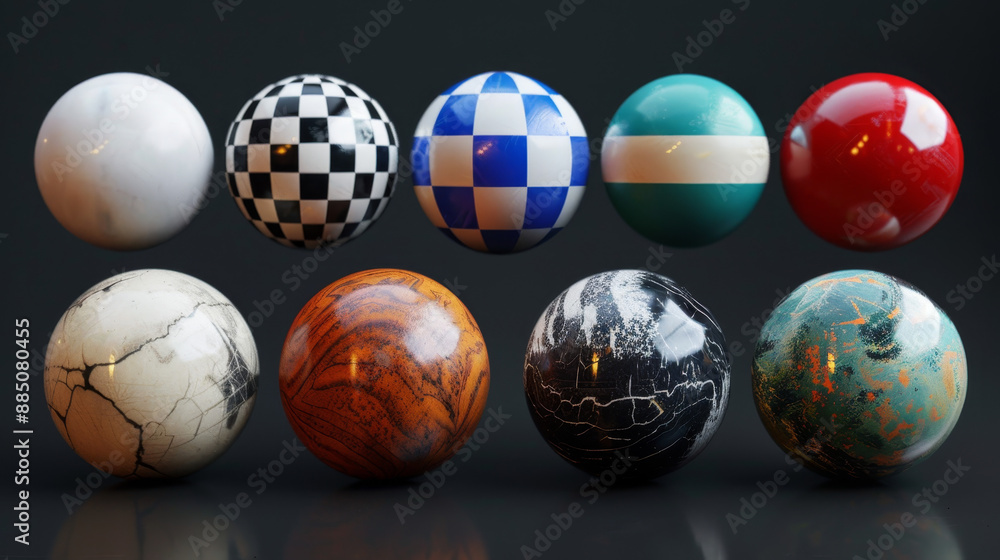 This 3D rendering features three distinct sports balls: a basketball, a ...
