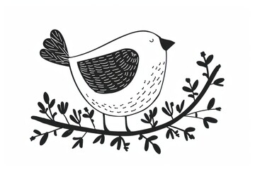 Sticker - Divider doodle of bird pattern drawing sketch.