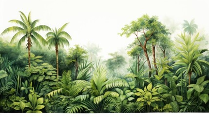 Poster - Lush tropical rainforest foliage illustration