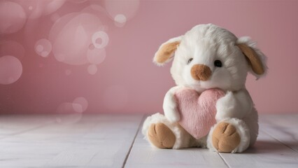 Sticker - A stuffed animal with a heart shaped pink and brown fur, AI