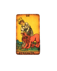 Strenght, single Tarot Card on transparent Background