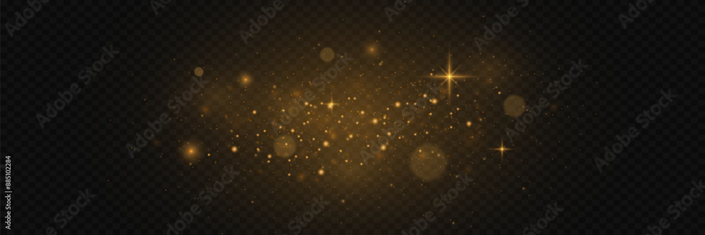 Christmas light effect. Sparkling magical dust particles and sparkling ...