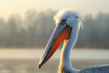 Dalmatian Pelican - Portrait. Beautiful simple AI generated image in 4K, unique.