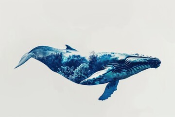 Poster - Whale with underwater coral scene