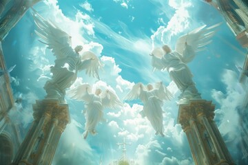 Wall Mural - Heavens angel outdoors flying.