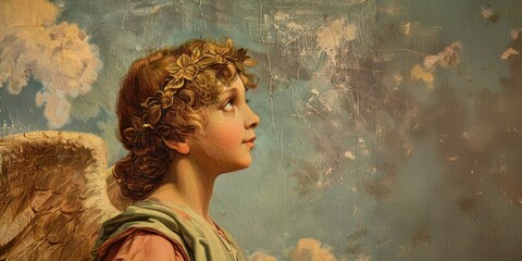 Wall Mural - Angel painting art portrait.