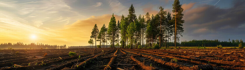 Clearcut forest area, showcasing habitat loss