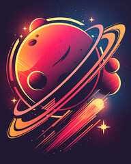 Wall Mural - Space galaxy in neon colors illustration