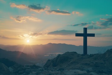 Warm rays of sunlight illuminating the cross.