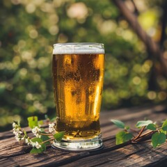 traditional beer in wooden background