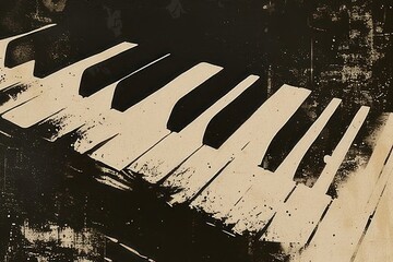 Wall Mural - Silkscreen of a piano backgrounds black creativity.