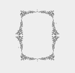 Wall Mural - hand drawn vector abstract outline,graphic,line vintage baroque ornament floral frame in calligraphi