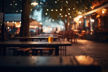 Poster - Street bar beer restaurant outdoors night lighting.