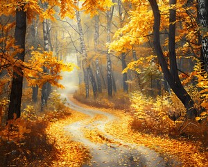 Aufkleber - Autumnal Forest Path