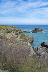 Wall Mural - Belle-Ile in Brittany, seascape with rocks and cliffs on the Cote Sauvage