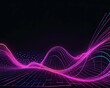 © Nadezhda - Elegant flowing fluid purple lines, dots on the dark horizontal background.
