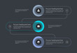 © tomasknopp - Simple vertical process infographic template with three options - dark version. Flat presentation diagram with thin lines and minimalistic icons.