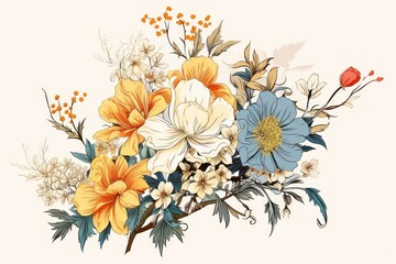 Sticker - Flower art painting pattern.