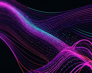 Wall Mural - delicate flowing fluorescent light on the dark background.