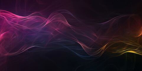 Wall Mural - Dark background with flowing lines of light creating vibrant energy.