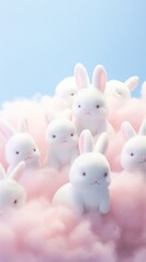 Sticker - Fluffy pastel rabbit animal mammal nature.