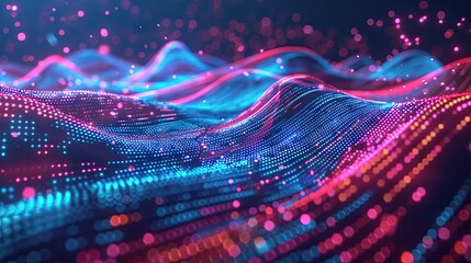 Wall Mural - Futuristic technology abstract lines and grid in virtual space from The concept of digital technology and the Internet. AI generated illustration