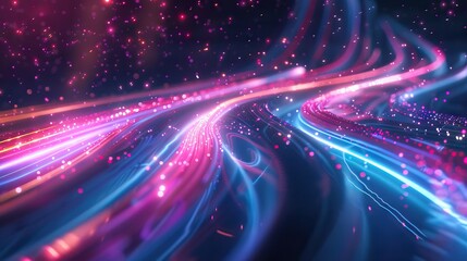 Wall Mural - Futuristic technology abstract lines and grid in virtual space from The concept of digital technology and the Internet. AI generated illustration
