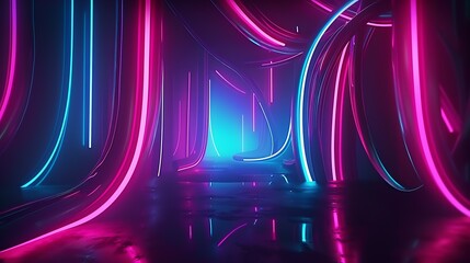 Wall Mural - Abstract pink blue neon background