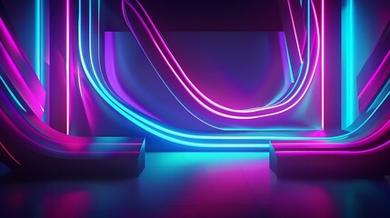 Wall Mural - Abstract pink blue neon background