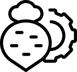 Wall Mural - line art style icon of cloud computing server processing data with gear symbol representing settings