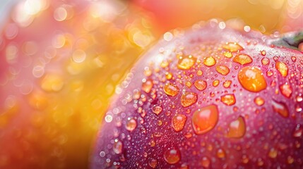 Poster - mango in water drops close-up. Selective focus