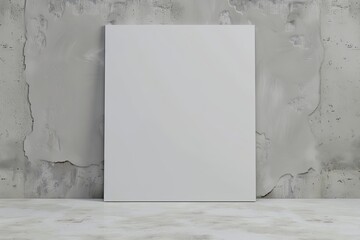 Aufkleber - The mockup shows an empty white vertical rectangle poster with soft shadow on a neutral light grey concrete wall background.