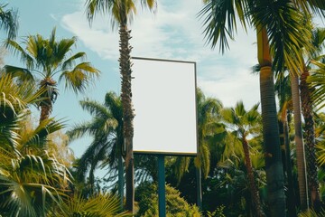 Fototapete - Mockup of an outdoor billboard advertisement in a seaside resort city